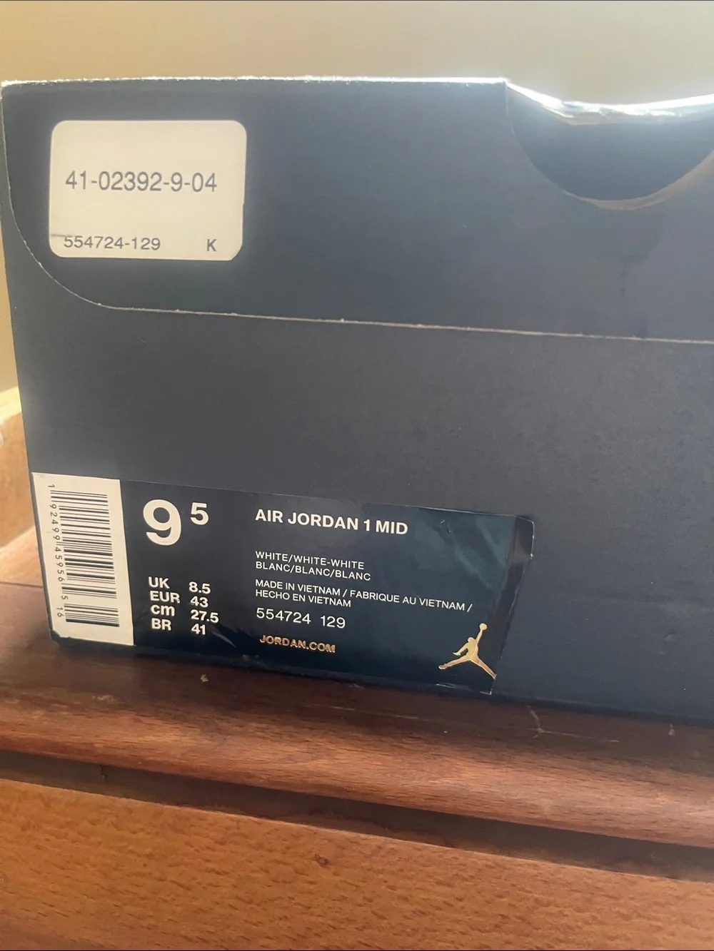 Jordan Air Jordan 1 Mid Box Label - White/Black Detail